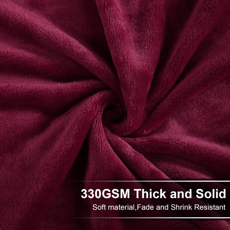 EASELAND Soft Queen Size Blanket All Season Winter Warm Microplush Lightweight Thermal Fleece Blankets for Couch Bed Sofa,90x90 Inches,Burgundy - Image 3